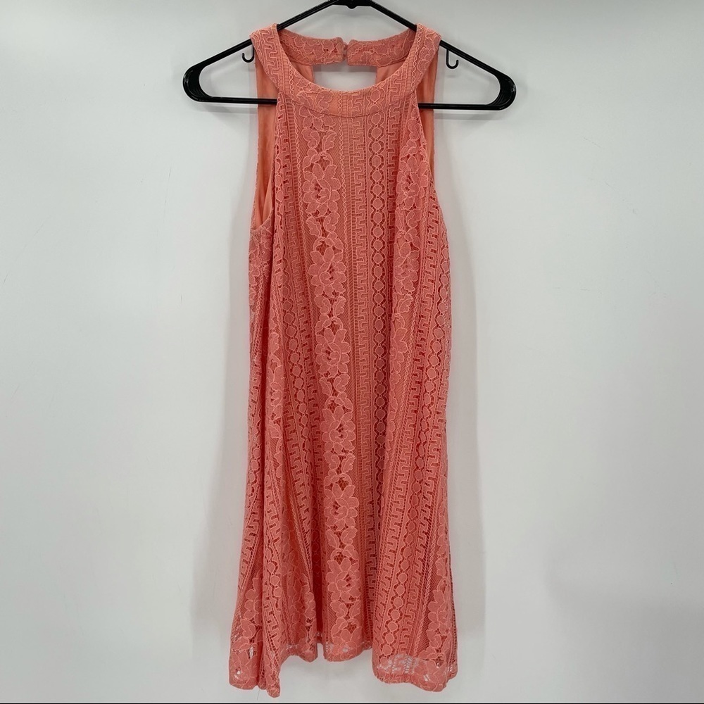 Peachy Pink Lace Boho Dress